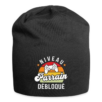 Niveau tonton débloqué, naissance neveu - Bonnet en jersey - noir - Devant