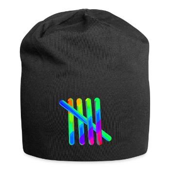 5 | Fünf Striche | Zählen | Symbol | Streifen - Jersey-Beanie - Schwarz - Vorne