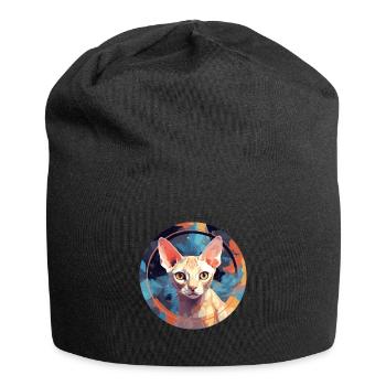 Devon Rex Katze - Jersey-Beanie - Schwarz - Vorne