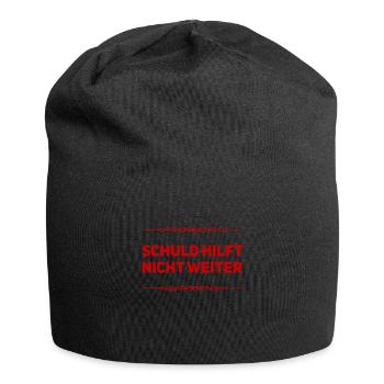 Schuld hilft nicht weiter - Jersey-Beanie - Schwarz - Vorne