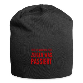 es wird sich zeigen was passiert - Jersey-Beanie - Schwarz - Vorne