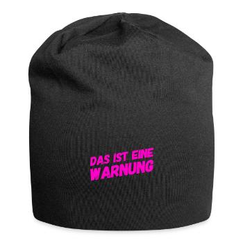vor dir steht eine Warnung - Jersey-Beanie - Schwarz - Vorne