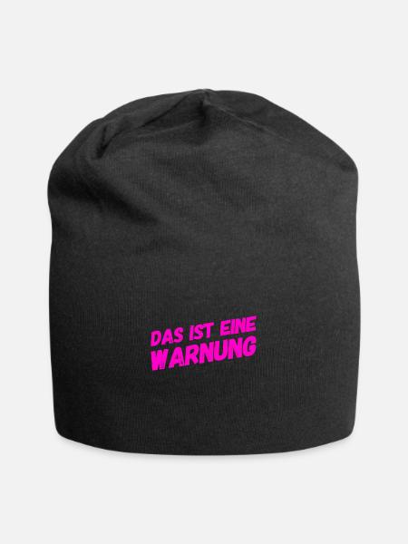 vor dir steht eine Warnung - Jersey-Beanie - Schwarz
