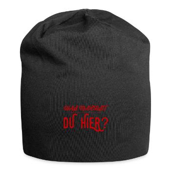 warum bist du hier? - Jersey-Beanie - Schwarz - Vorne