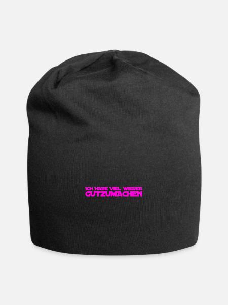 mit der Bitte um Vergebung - Jersey-Beanie - Schwarz