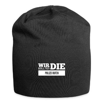 die Polizei kann helfen - Jersey-Beanie - Schwarz - Vorne