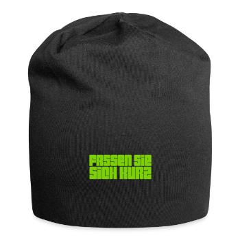 bitte kurz fassen - Jersey-Beanie - Schwarz - Vorne
