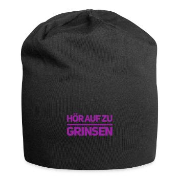 stop das grinsen - Jersey-Beanie - Schwarz - Vorne