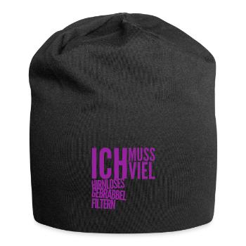 es wird viel Blödsinn erzählt - Jersey-Beanie - Schwarz - Vorne