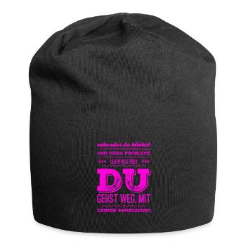 stell dich deinen Problemen - Jersey-Beanie - Schwarz - Vorne