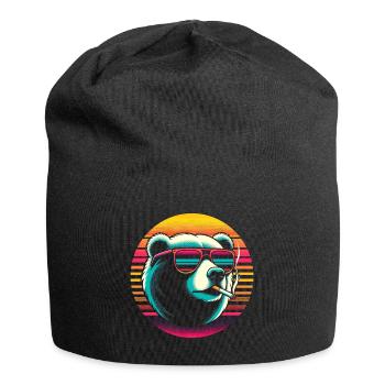 Bär Zigarette - Jersey-Beanie - Schwarz - Vorne