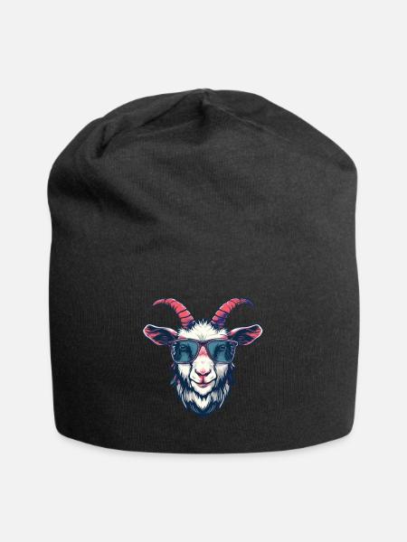Chèvre, chèvre, lunettes de soleil, cadeau - Bonnet en jersey - noir