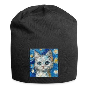 Cat, Cat Motif - Jersey Beanie - black - Front