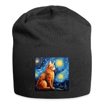 Cat, Cat Motif - Jersey Beanie - black - Front