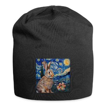 easter bunny, easter, bunny, happy easter, easter eggs - Jersey Beanie - black - Front