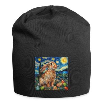 easter bunny, easter, bunny, happy easter, easter eggs - Jersey Beanie - black - Front
