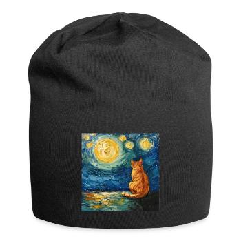 Cat, Cat Motif - Jersey Beanie - black - Front