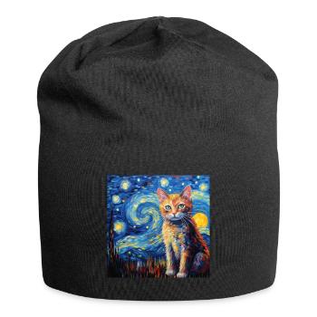 Cat, Cat Motif - Jersey Beanie - black - Front