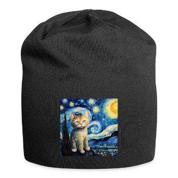 Cat, cat motif - Jersey Beanie - black - Front