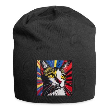 Cat, Cat Motif - Jersey Beanie - black - Front