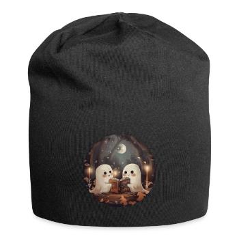 Ghosts, Reading, Book, Library, Halloween - Jersey Beanie - black - Front