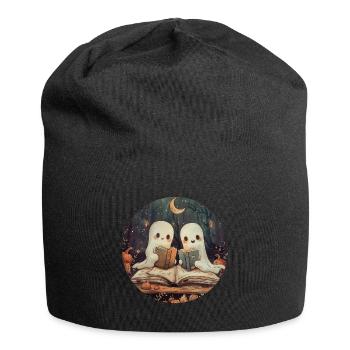 Ghosts, Reading, Book, Library, Halloween - Jersey Beanie - black - Front