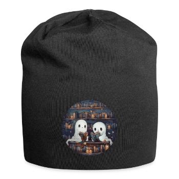 Ghosts, Reading, Book, Library, Halloween - Jersey Beanie - black - Front