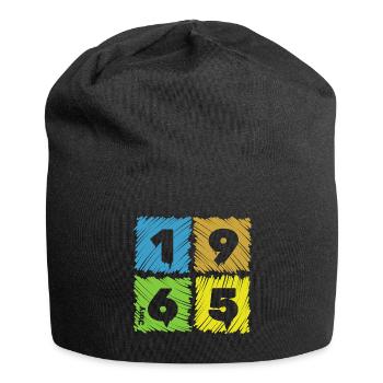 60. Geburtstag Farbige Patches since 07/1965 - Jersey-Beanie - Schwarz - Vorne