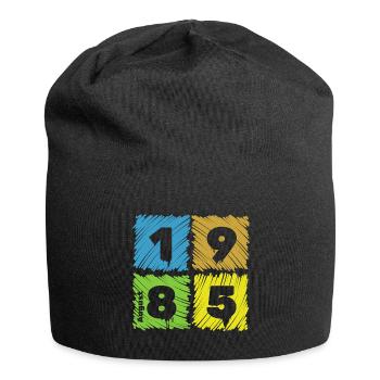 40. Geburtstag Farbige Patches since 08/1985 - Jersey-Beanie - Schwarz - Vorne