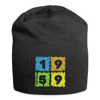 66. Geburtstag Farbige Patches since 09/1959 - Jersey-Beanie - Schwarz - Vorne