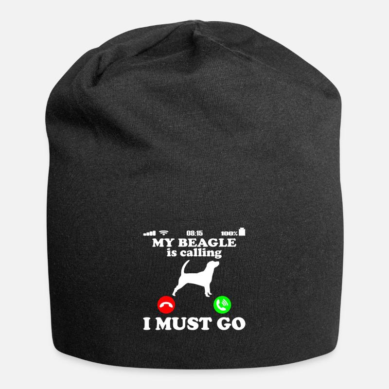 Beagle Mein Hund Ruft an Geschenk Idee mit Spruch - Jersey-Beanie - Schwarz