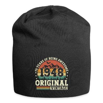 75 birthday gift born in 1948 - Jersey Beanie - black - Front