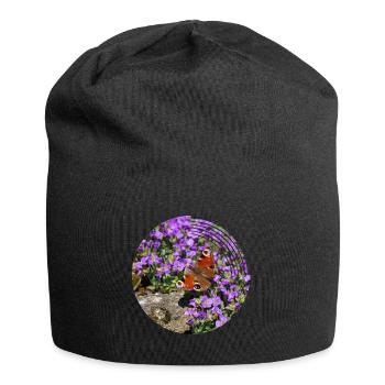 Pfauenaugen sind die bekanntesten Schmetterlingen - Jersey-Beanie - Schwarz - Vorne