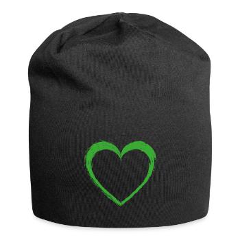 Grünes Herz - Jersey-Beanie - Schwarz - Vorne