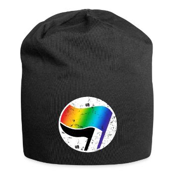 Antifa LGBT Logo Grunge - Jersey-Beanie - Schwarz - Vorne