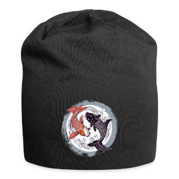 Koi yin yang - Jersey-Beanie - Schwarz - Vorne