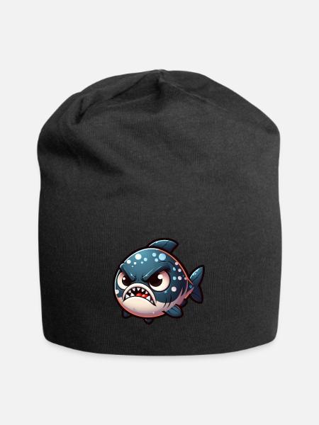 cute angry Piranha - Jersey-Beanie - Schwarz