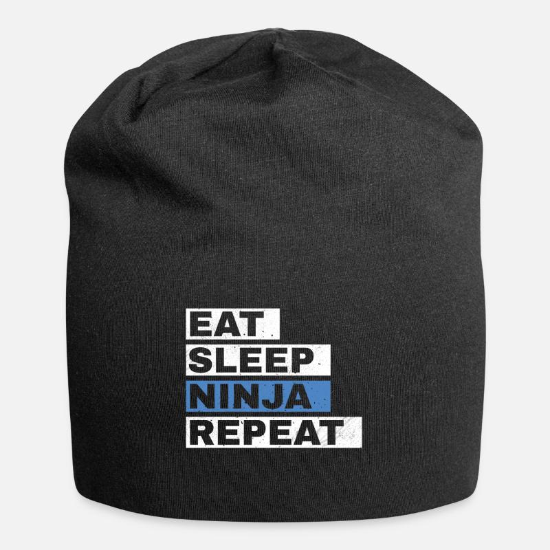 Ninja Warrior - Eat Sleep Ninja Repeat - Jersey Beanie - black