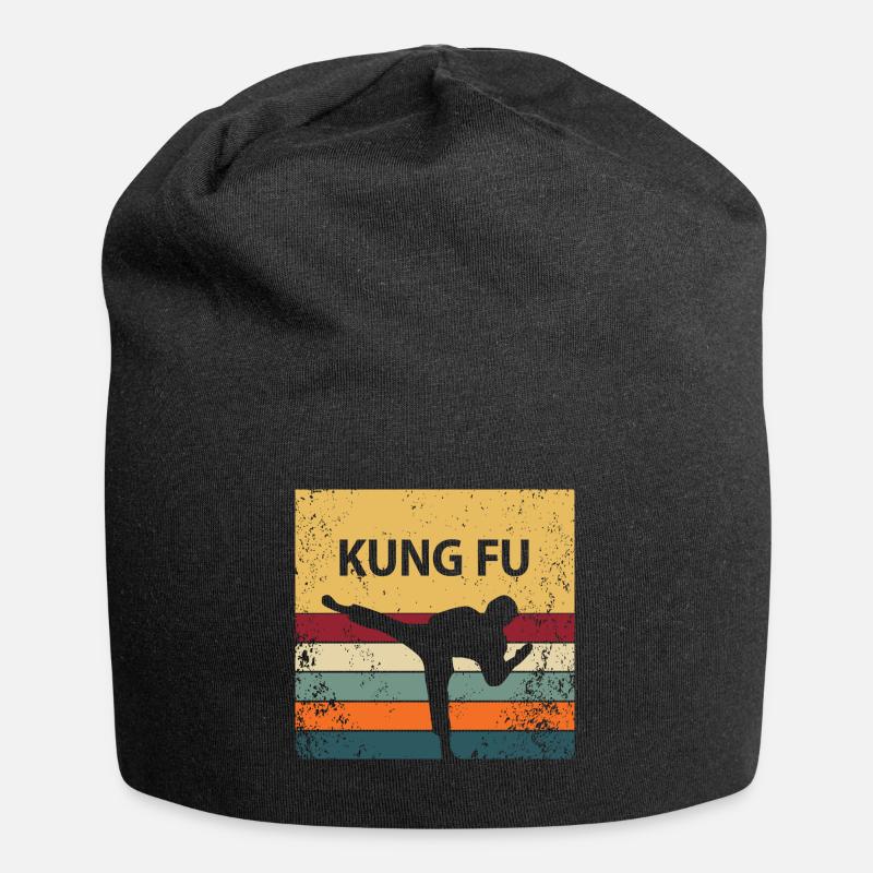 Retro Kung Fu - Jersey-Beanie - Schwarz