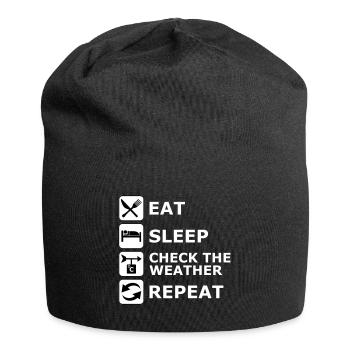 manger dormir, répète, répète, météorologie, chasseur, - Bonnet en jersey - noir - Devant