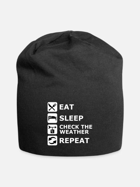 eat sleep, repeat, wea repeat, meteorolgy, chaser, - Jersey-Beanie - Schwarz