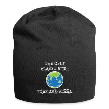 The only planet with Wi-Fi and pizza - Jersey Beanie - black - Front
