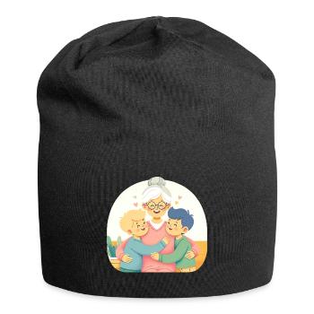 Omas Umarmung der reinen Freude - Jersey-Beanie - Schwarz - Vorne