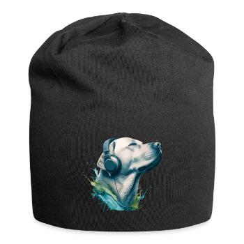 Labrador Retriever Dog Music Headphones Labbi Wau - Jersey Beanie - black - Front