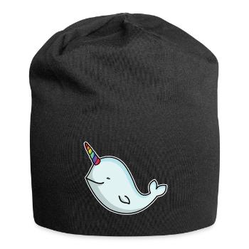 Einhornwal Wal Narwal mit Einhorn Horn Geschenk - Jersey-Beanie - Schwarz - Vorne