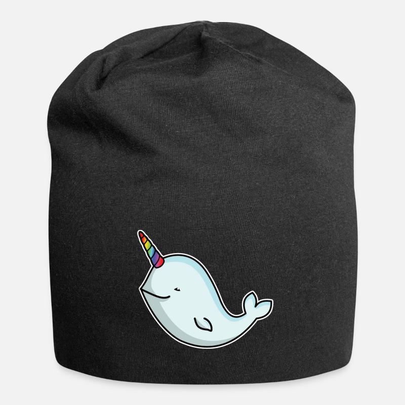 Einhornwal Wal Narwal mit Einhorn Horn Geschenk - Jersey-Beanie - Schwarz
