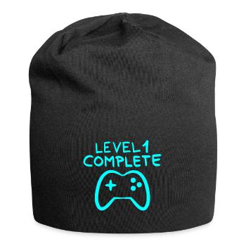 Level 1 complete 1 Geburtstag Spielkonsole - Jersey-Beanie - Schwarz - Vorne