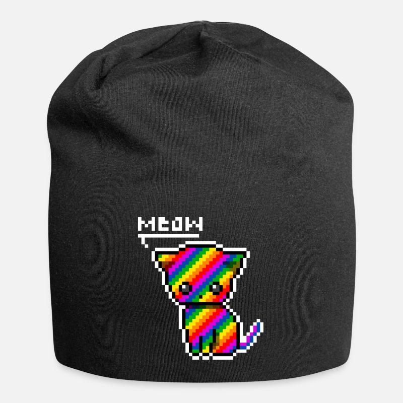 rainbow cat - Jersey-Beanie - Schwarz