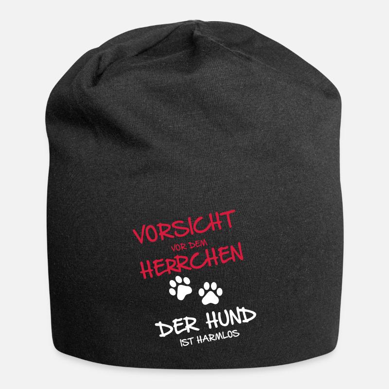 Vorsicht Herrchen - Jersey-Beanie - Schwarz