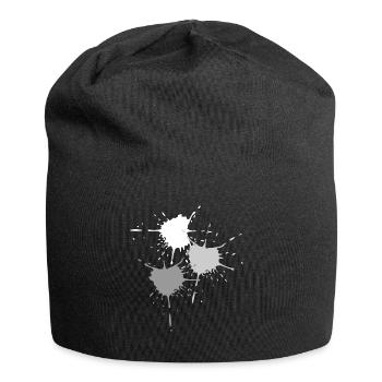 Kunst - Explodierende Farbkleckse in grau - Jersey-Beanie - Schwarz - Vorne